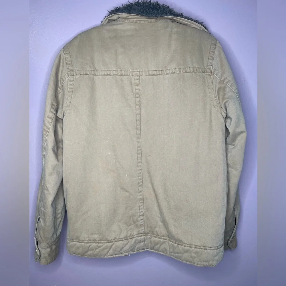 Vintage Aeropostale Utility Sherpa Lined Trucker Jacket Coat Tan - Picture 4 of 4